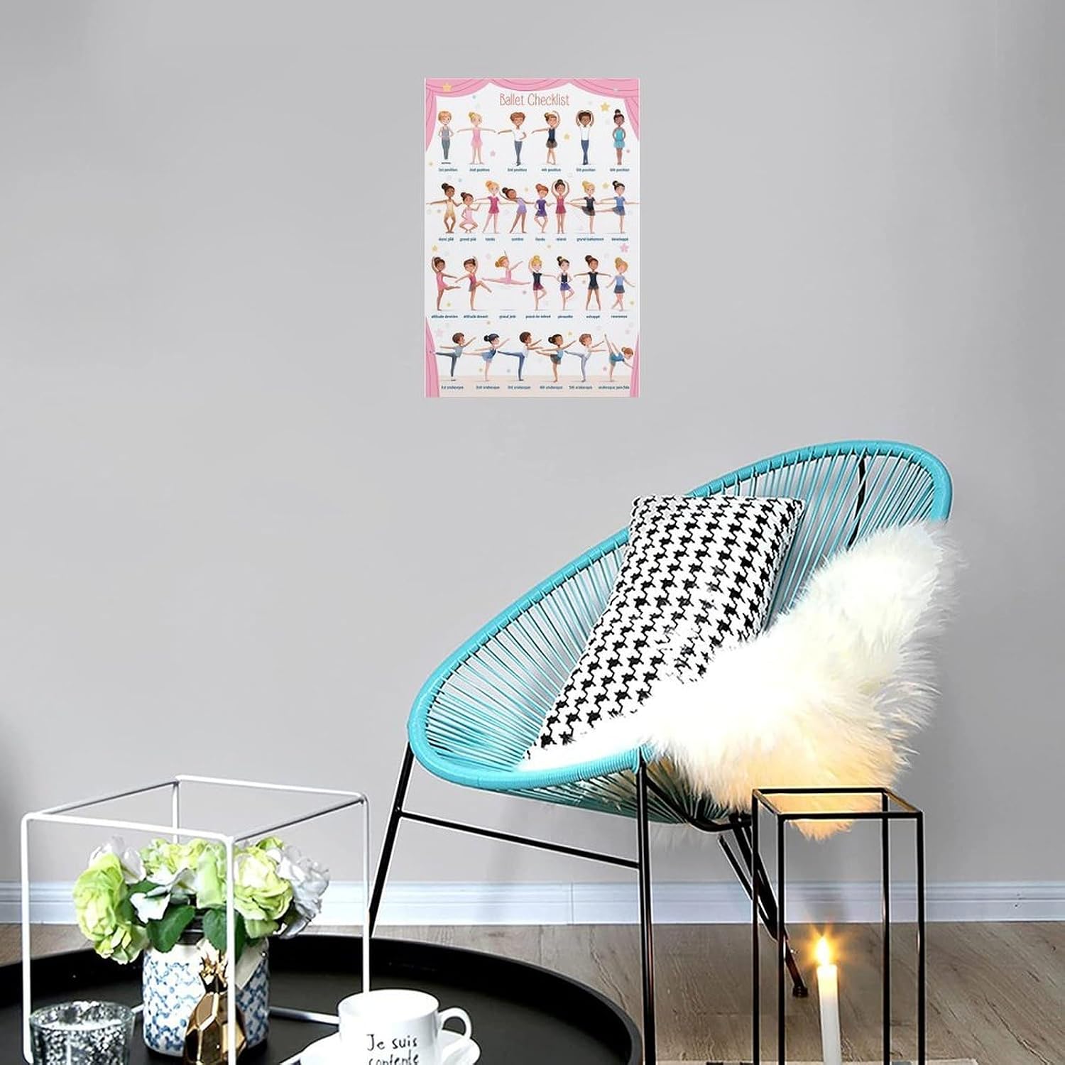 Ballet Poses Chart Poster Educational Dance Poster Wall Art Canvas Print Office Bedroom Living Room Decor 08x12inch(20x30cm) Unframe-style image 2