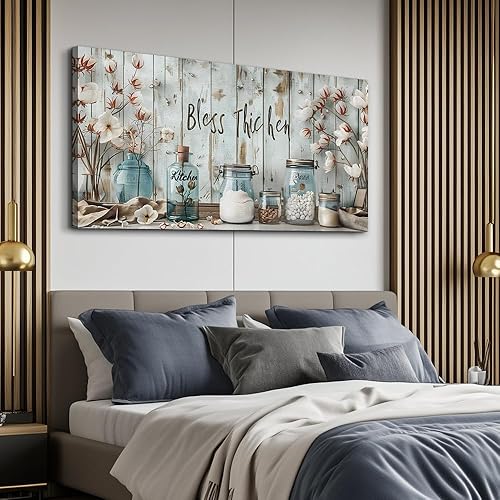 Miniatura 6 de ERQINHUA Lienzo decorativo retro para pared, decoración de pared para sala de estar, cocina y comedor, pintura de hierba con flores, obras de arte