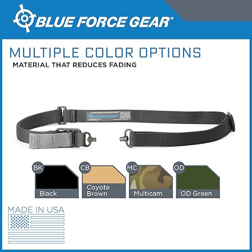 Miniatura 5 de Blue Force Gear Vickers - Eslinga con botón pulsador  Se ajusta a posiciones de transporte  Eslinga de 2 puntos con puntos QD  36-62 pulgadas