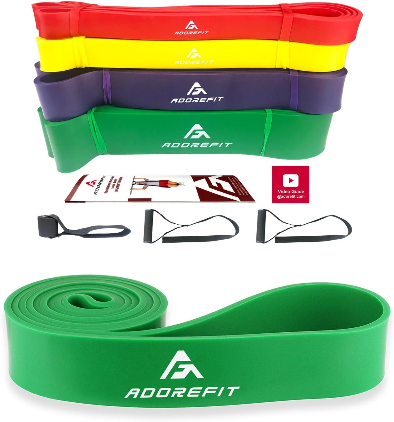AdoreFit Resistance Exercise Loop Band,Optional Door Anchor & Handle - Assist Power Bands for Pull Up,Fitness,Home Gym,Crossfit,Power Lifting,Pilates, Stretch,Yoga,Strength Training Workout