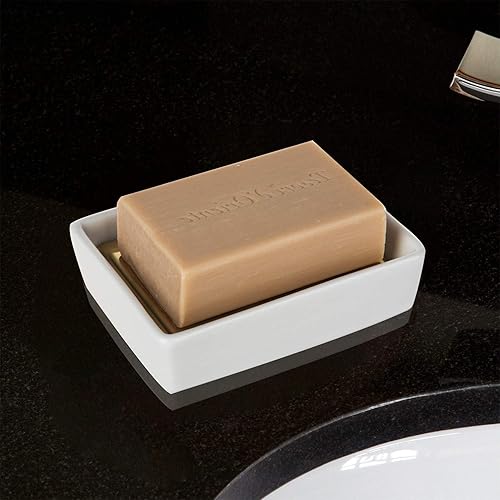 Miniatura 5 de IMEEA Jabonera dorada SUS304 de acero inoxidable para encimera, baño, jabonera de cerámica