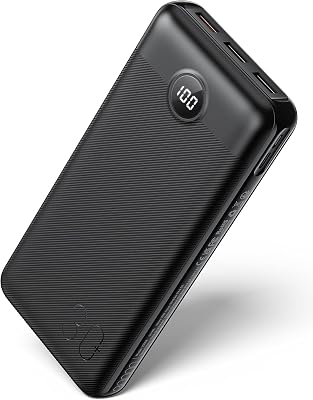 VEGER Batterie Externe 30000mAh, PD20W QC3.0 Power Bank Charge Rapide 4 Sorties et 2 entrées Chargeur Portable avec Affichage LED Compatible avec iPhone/Huawei/Android, etc.