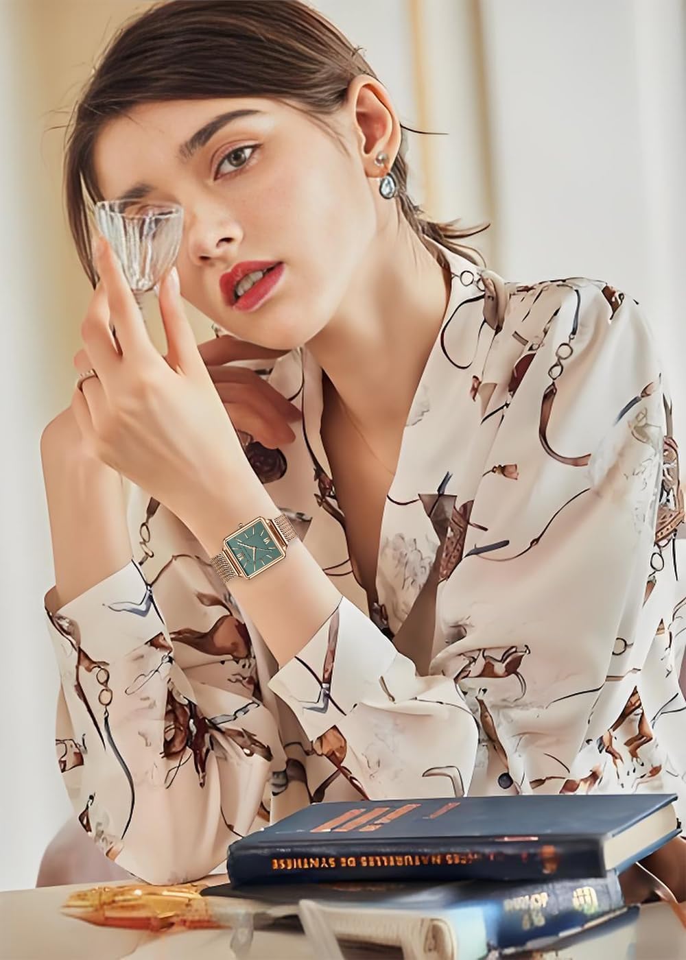 Gold Watches for Women Vintage Square Face Dainty Waterproof Quartz Watch Ladies Party Jewelry Bracelet with Stainless Steel Band - Image 6