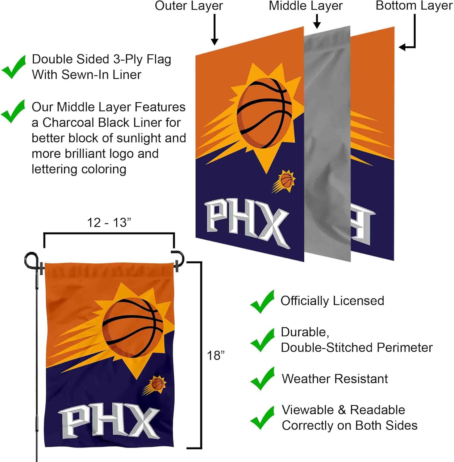 Phoenix Suns Double Sided Garden Flag
