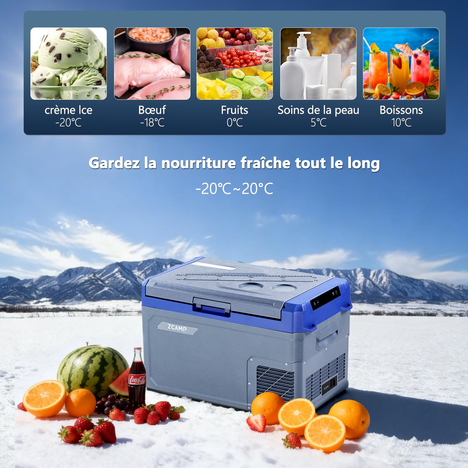 GE30 28.7L Réfrigérateur de Voiture Portable congélateur et réfrigérateur, Glaciere Électrique à Compression pour Maison, dortoir, Camping, -20℃ BIS 20℃