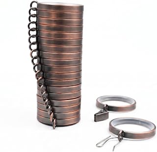 18 Pack Heavy Duty Antique Copper Curtain Rings with Quiet Glide Inserts