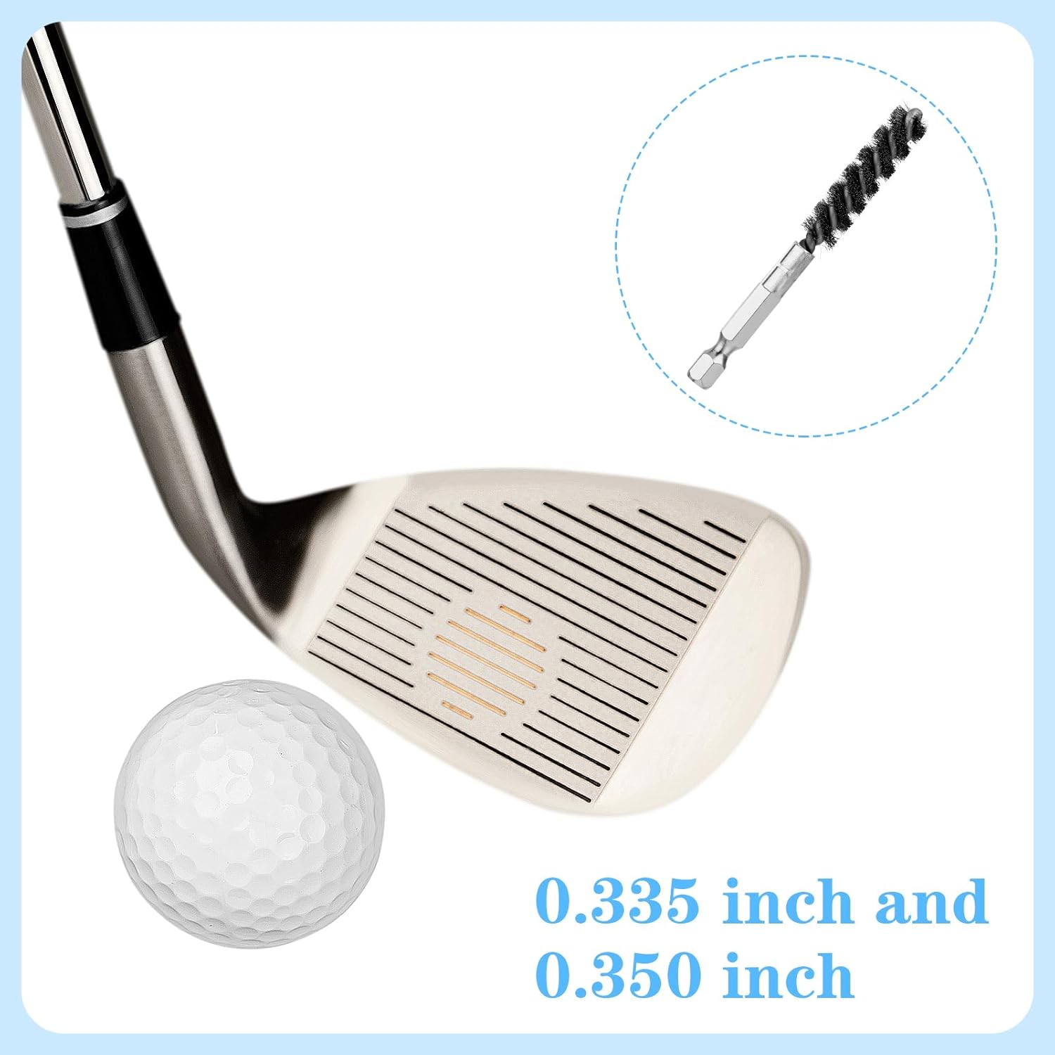 2PCS Golf Club Cleaning Tool Golf Stainless Steel and Brass Hosel Electric Drill Cleaning Wire Brush, Hex Shank Handle Electric Drill Wire Brush for Iron and Wood