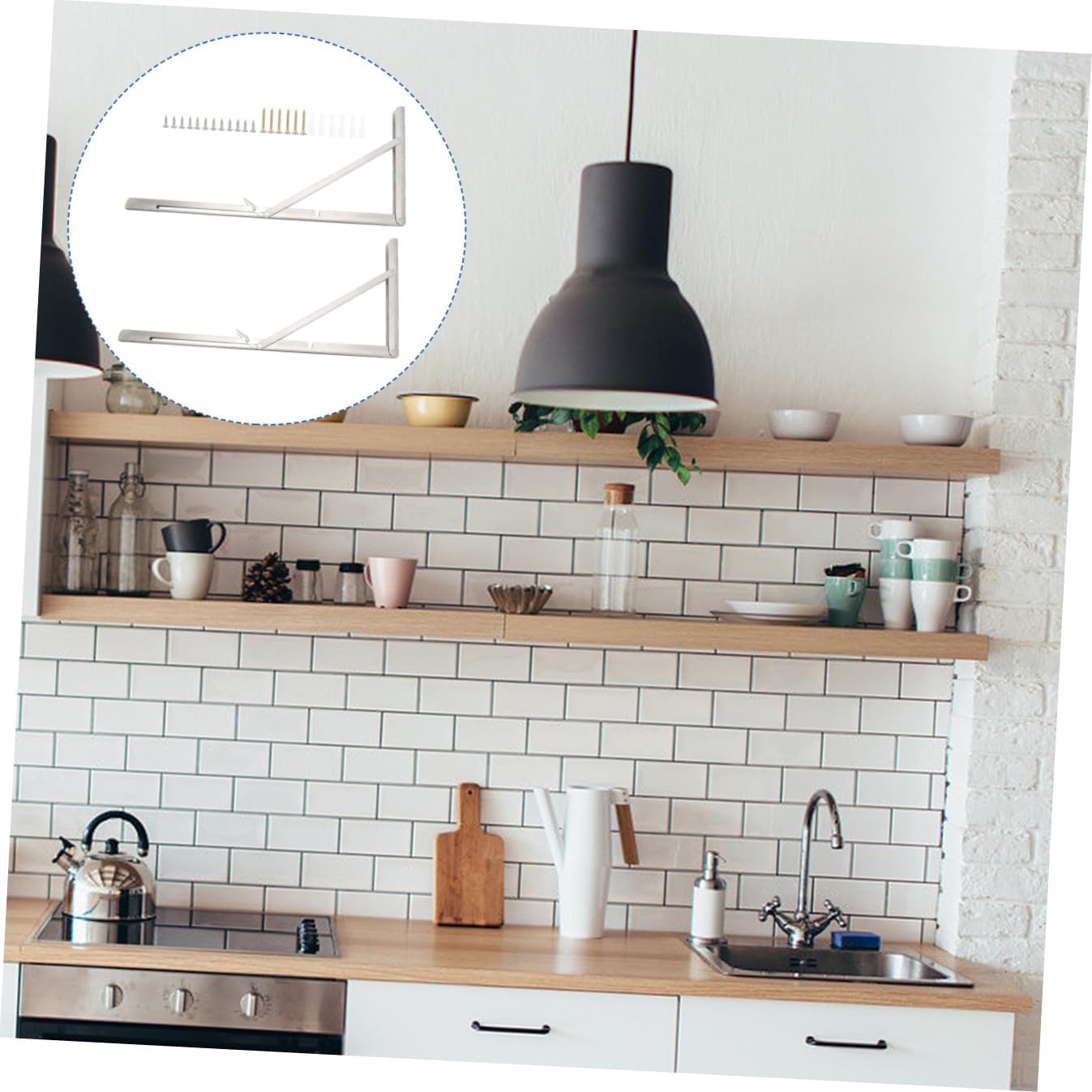 2pcs Stainless Steel Folding Shelf Brackets Heavy Duty Wall Board Support Racks for Home Garage Office and More Loading Capacity and Versatile Use