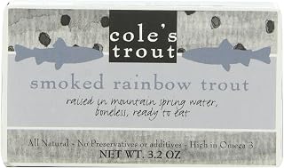 Cole's Smoked Rainbow Trout - Boneless, Omega-3 Rich, All-Natural Ready-to-Eat (3.2 oz Pack of 2)