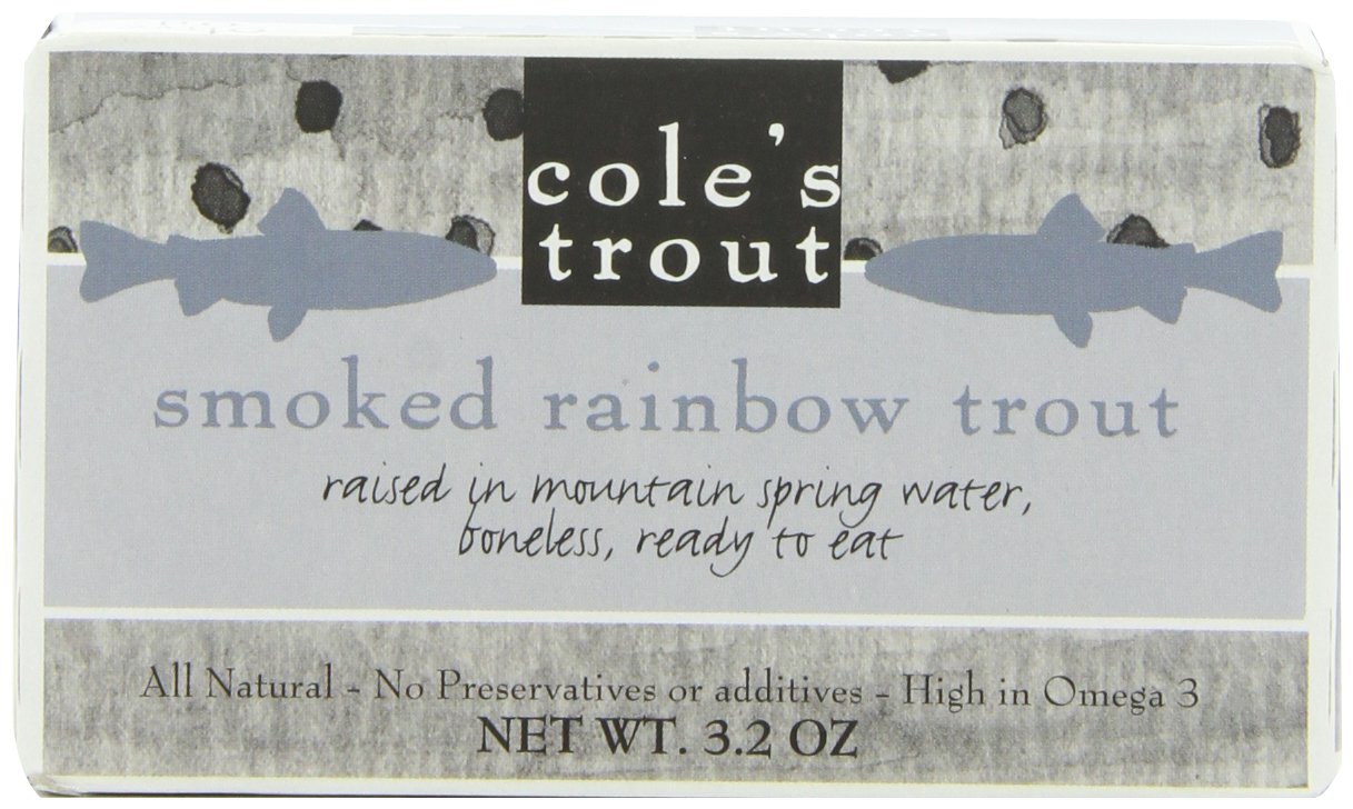 Cole's Smoked Rainbow Trout - Boneless, Omega-3 Rich, All-Natural Ready-to-Eat (3.2 oz Pack of 2)