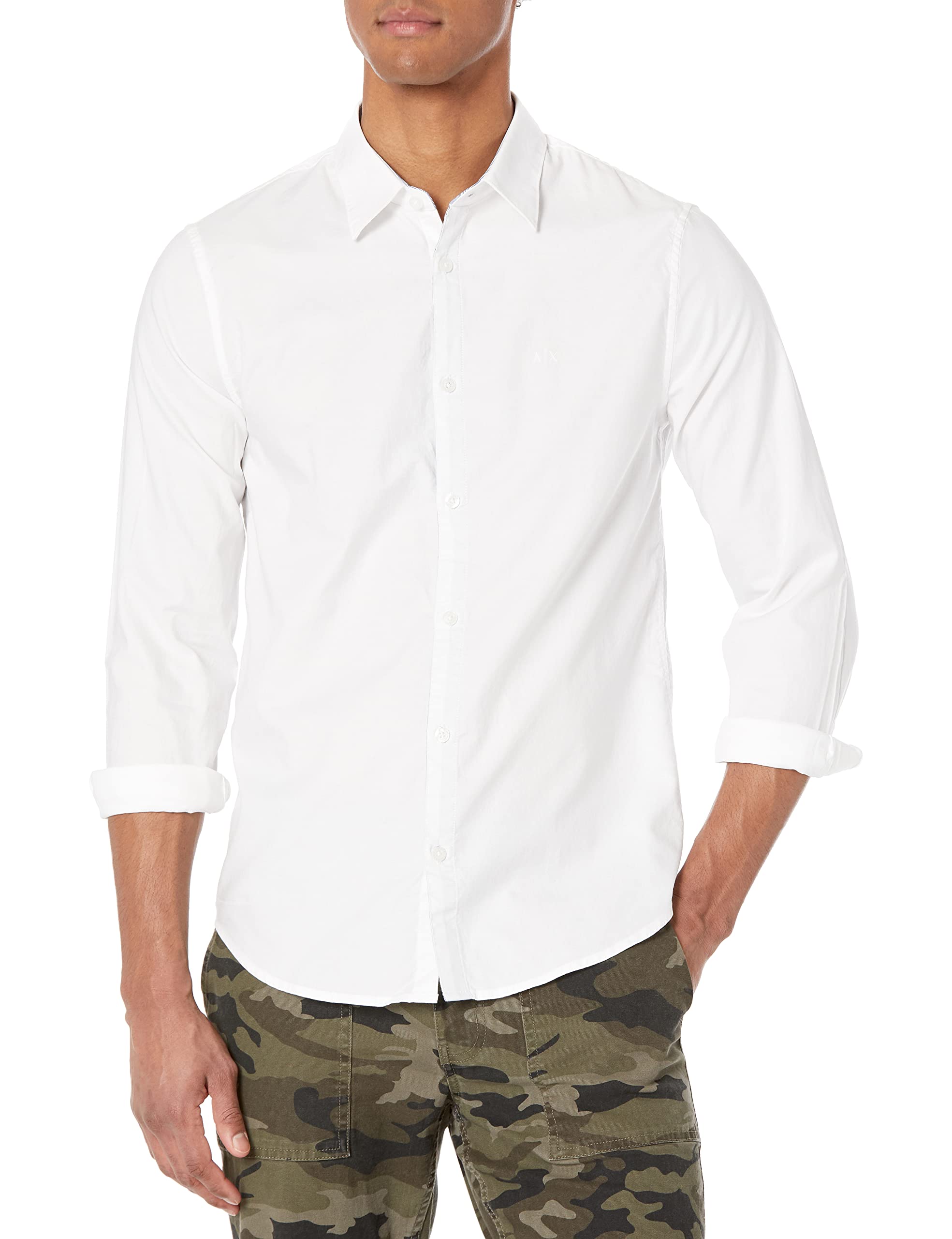 Armani Exchange Camisa Oxford de Corte Ajustado con Botones Hombre