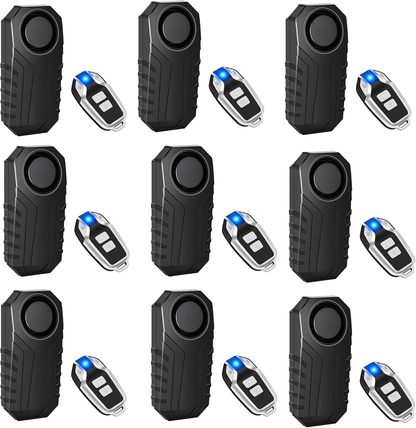 Bike Alarm 9Pcs, Bike Alarms for Ebikes, Alarm for Bike, Motorcycle Alarm Vibration Motion Sensor Cycling Security 113db Super Loud IP65 Waterproof Adjustable Volume Sensitivity