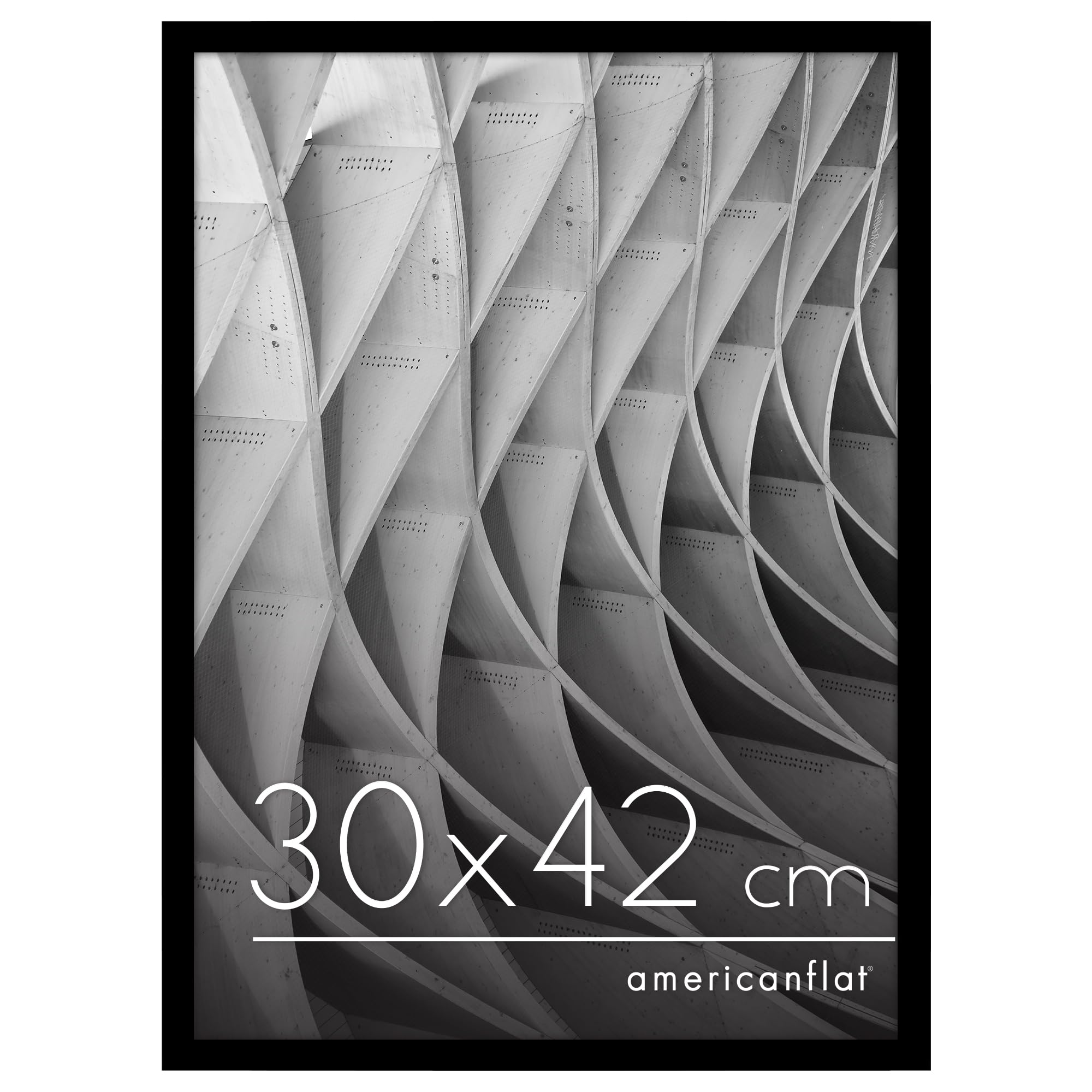 Americanflat 30x42 cm Picture Frame with Polished Plexi Cover - Streamline Collection - Thin Border Picture Frame for Wall Display - Hanging Hardware Included - Black