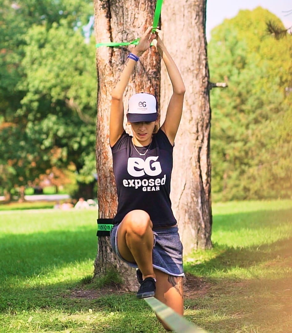 Slackline Kit 60ft with Training Line Tree Protectors High Grade Ratchet + Cover Arm Trainer Set Up Instruction Booklet and Carry Bag | Complete Slack Line Set | Perfect Slackline for Kids and Adults : Sports & Outdoors