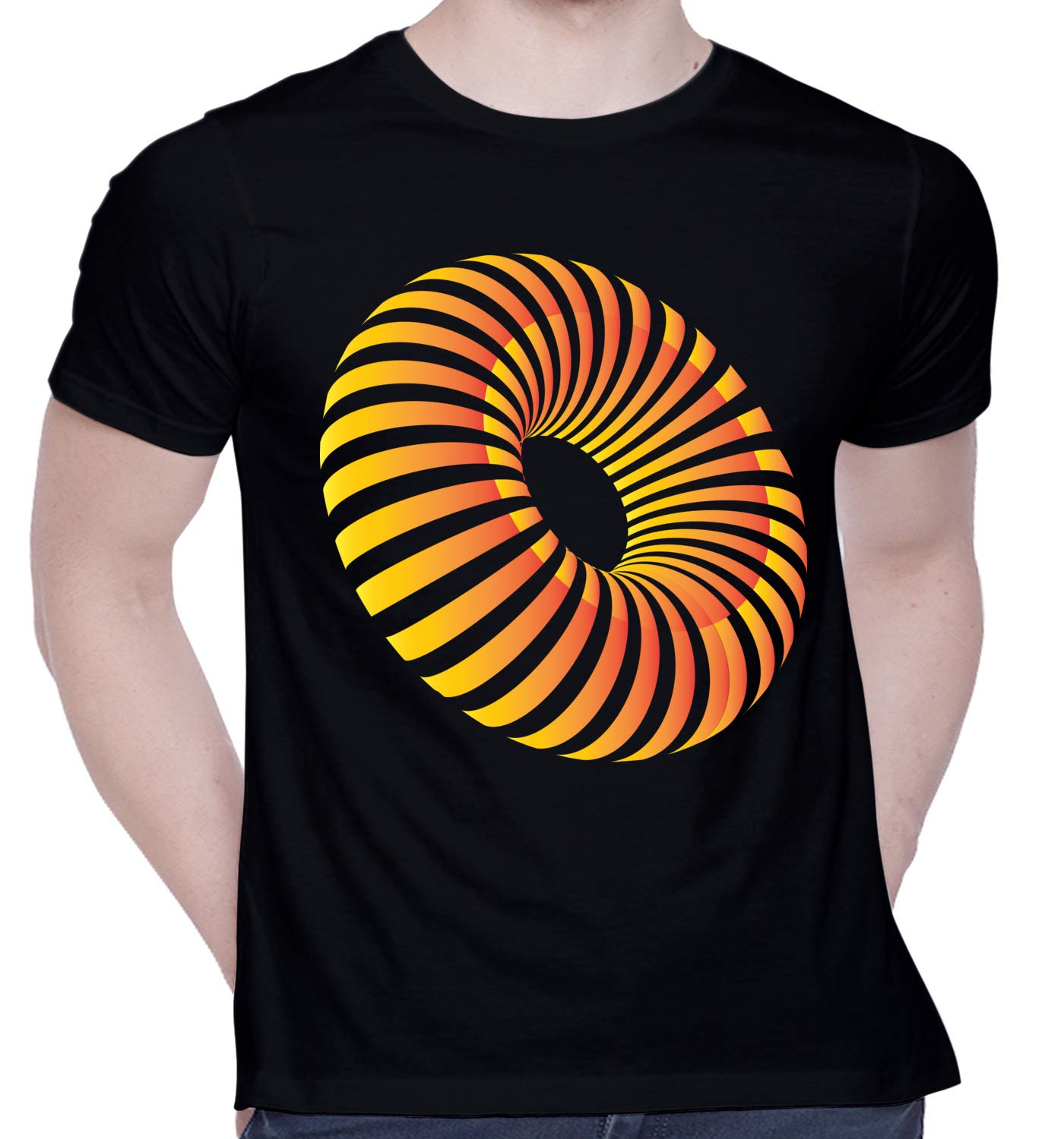 CreativiTGraphic Printed T-Shirt for Unisex 3D Donut: Tshirt Tshirt | Casual Half Sleeve Round Neck T-Shirt | 100% Cotton | D00808-84