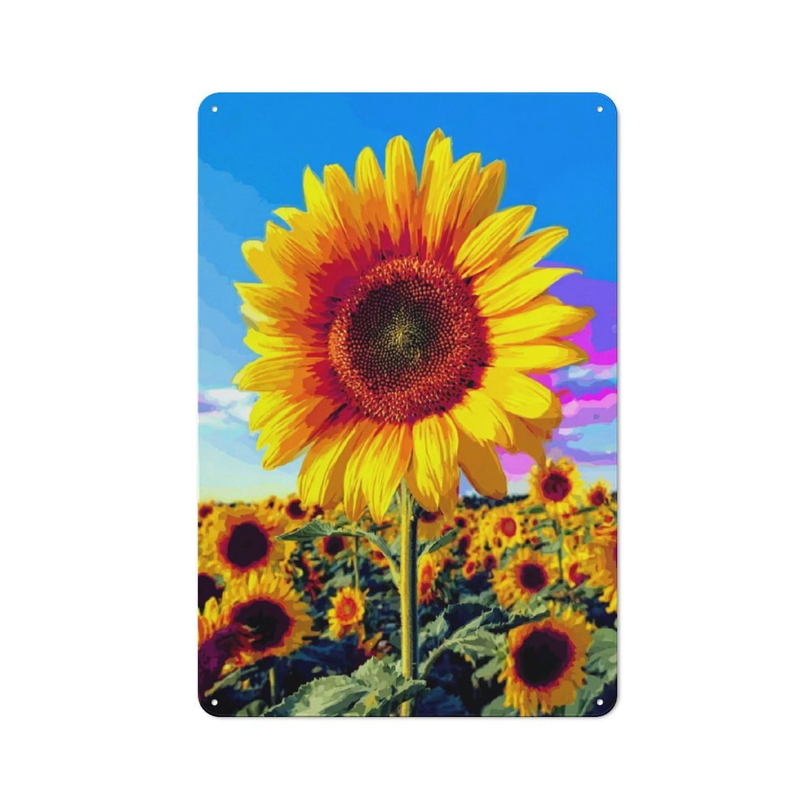 Junmoney Sunflower Field Bliss Metal Wall Sign 30X20cm Featuring For Hallway Wall, Suited To Wall Display Collectors