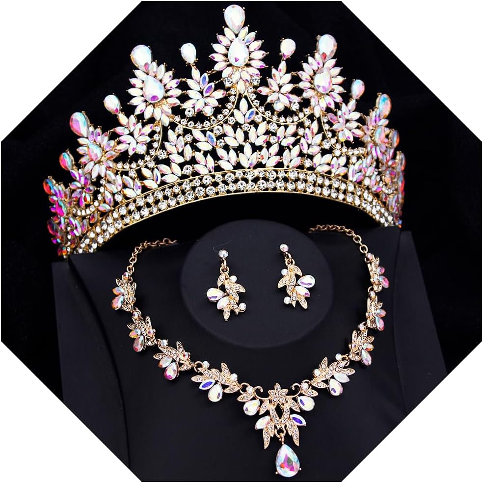 Crowns and Tiaras Jewelry Set for Women.Wedding Crown and Necklace Earrings Birthday Party Pageant Bridal Jewelry Sets Costume Tiara Accessories