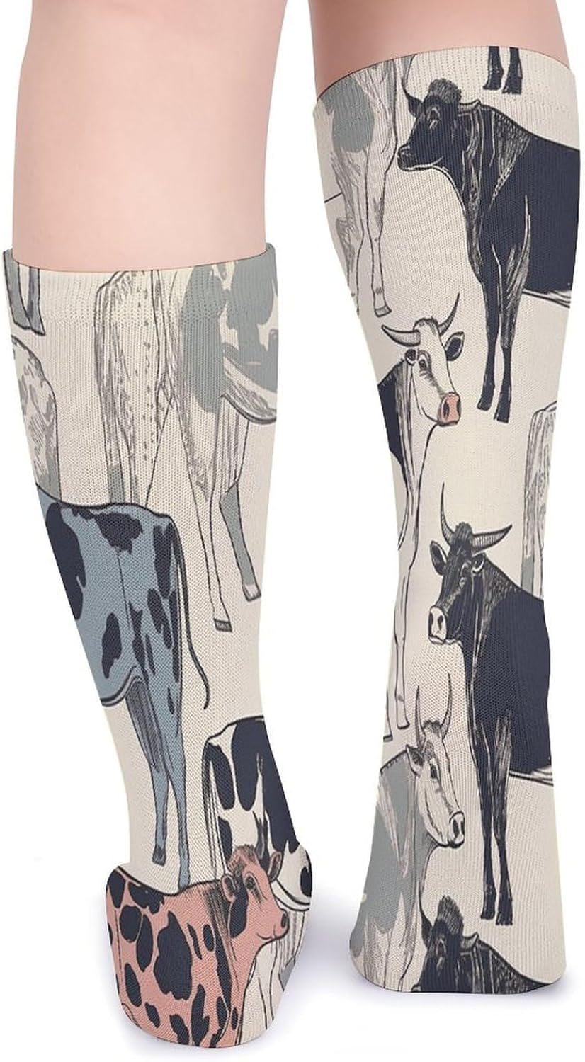 Black White Milk Cow Crew Socks Soft Thermal Socks | Socks for Men Women-Casual Wicking,High Stocking for Sports Running-Long Thin Tube Sports Breathable