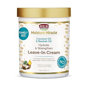 African Pride Moisture Miracle Coconut Oil Baobab Oil Leave-In Hair Cream - Provides Intense Moisture Helps Repair Natural