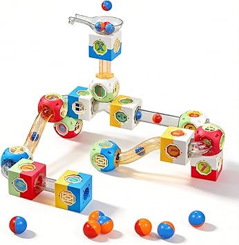 130 PCS Marble Run Set, STEM Educational Marble Maze Games, DIY Creative Building Blocks Rolling Ball Race Game Gift