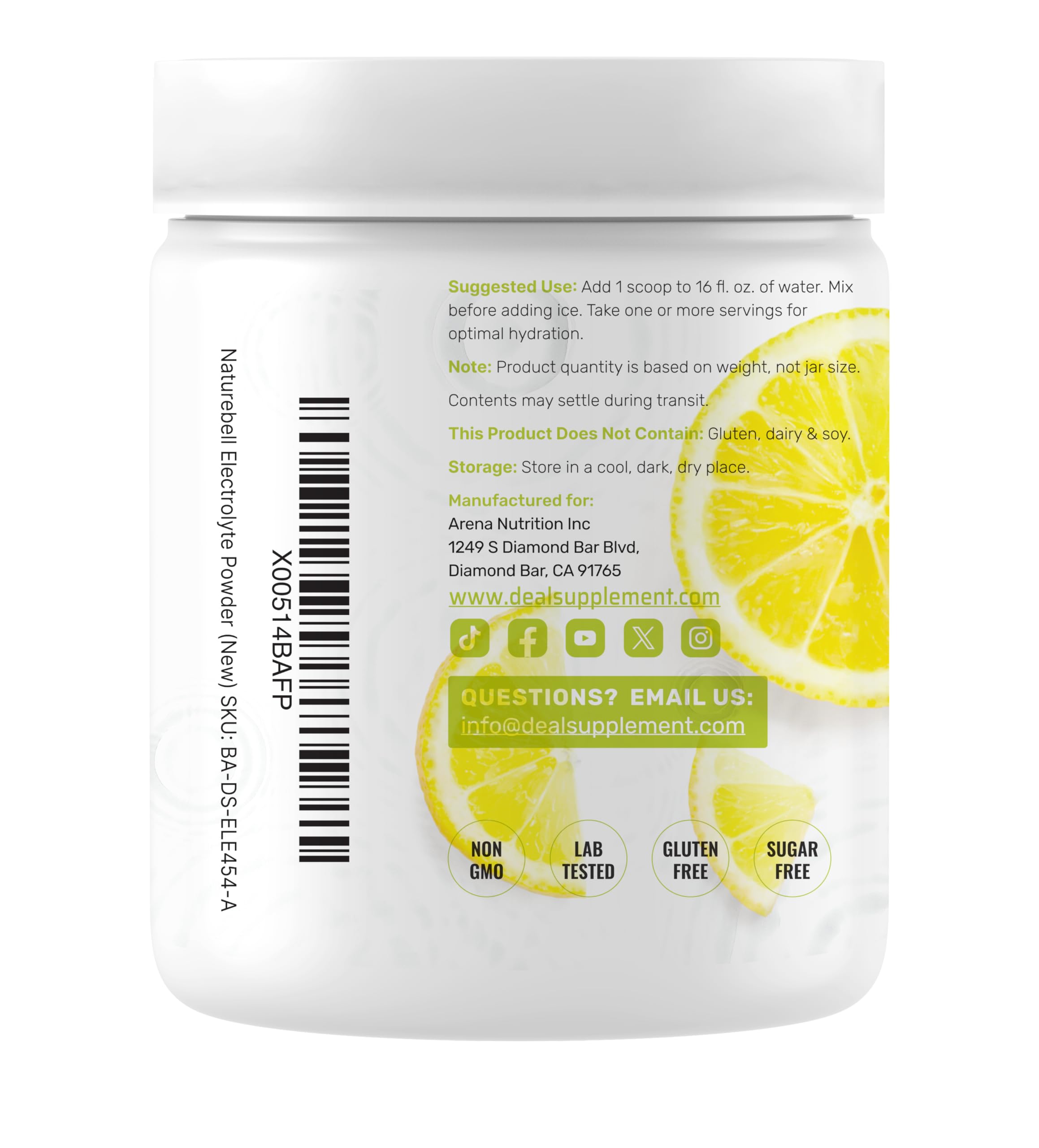Electrolytes Powder, 1lb (69 Servings) – No Sugar, Lemon Lime – Hydration Supplement Drink Mix – High Potassium 1,000mg Per Serving, Manganese & Magnesium – Natural Hydration & Energy – Keto Friendly — Amazon image 8