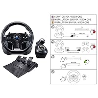 Vista 6 de Superdrive - GS850-X racing steering wheel with manual shifter, 3 pedals, paddle shifters for Xbox Serie XS, PS4, Xbox One, (programmable)