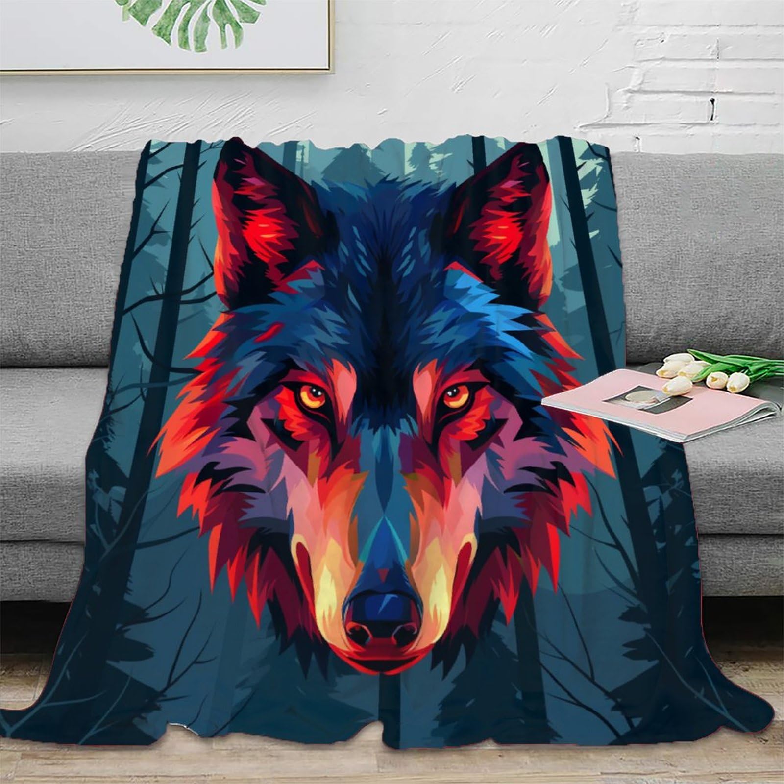 Couverture loup literie impression 3d animal sauvage plaid