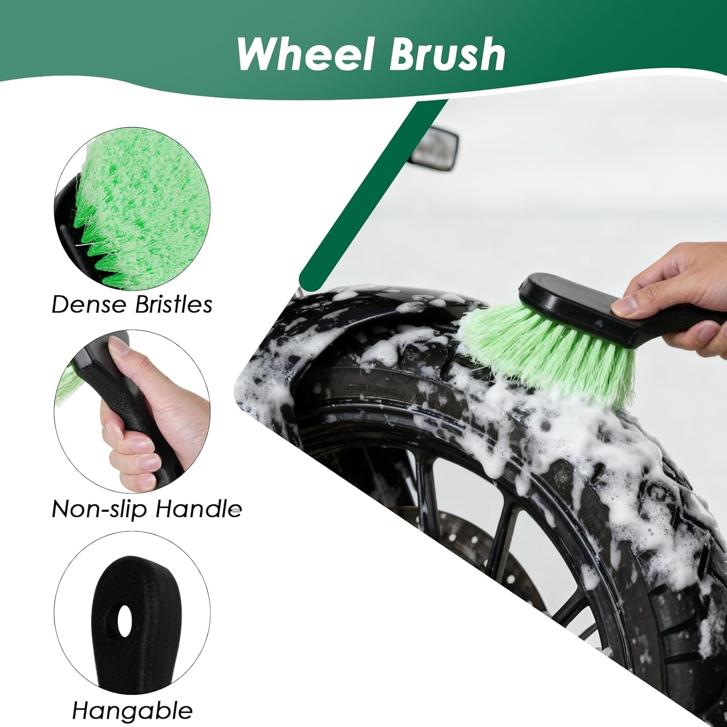 9 Pack Motorcycle Cleaning Kit, Motorcycle Detailing Kit with Chain/Wheel/Rim/Tire Brush, Sponge, Wash Mitt, Detailing Brush, Professional Cleaning Tool for Motorcycle Bike