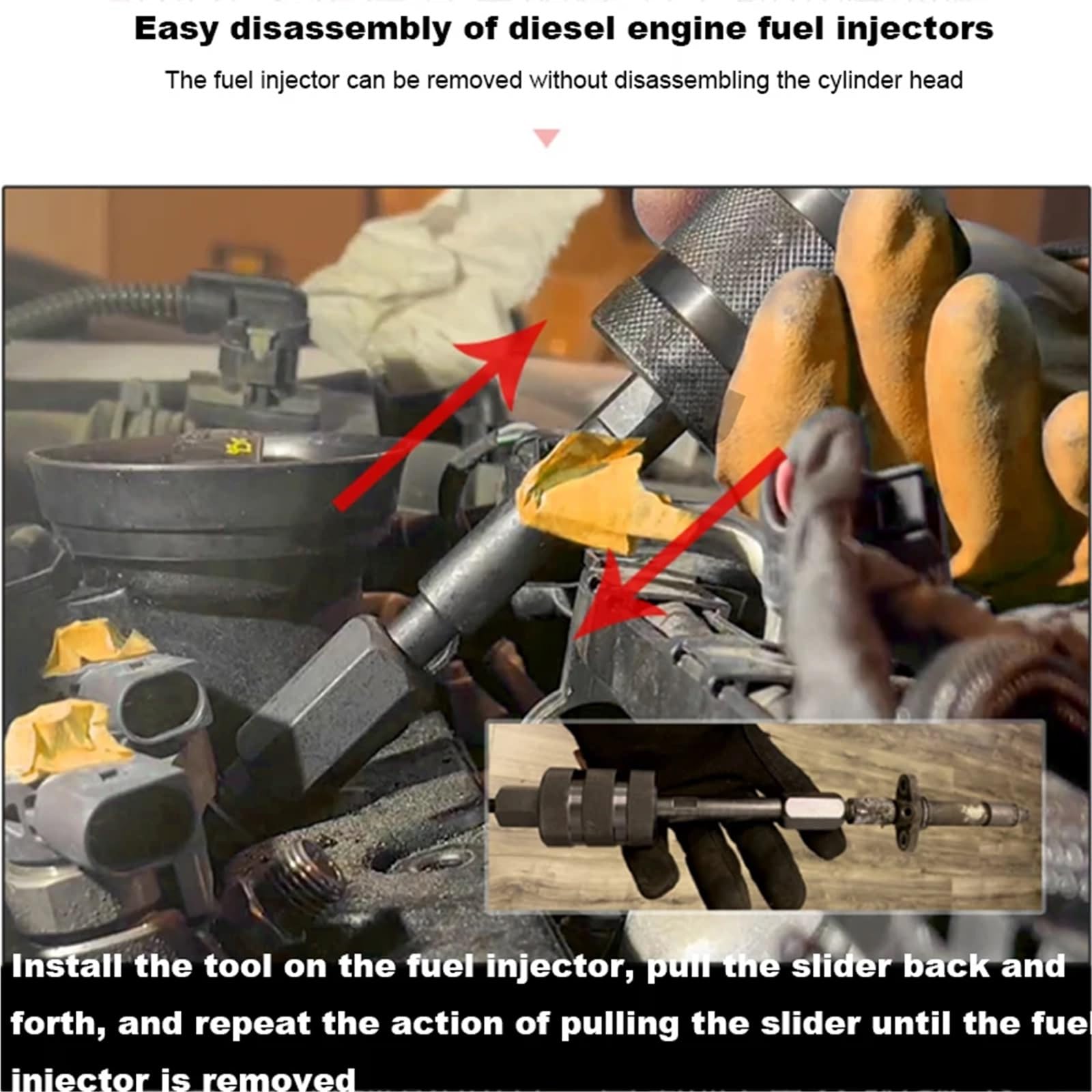 Carburante Iniettore Ugello Estrattore e installatore per iniettori diesel, con custodia rigida, per iniettori M8, M12 e M14