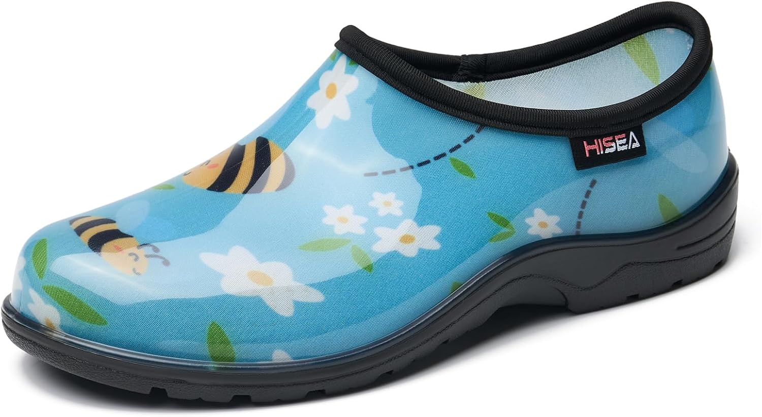 HISEA Waterproof Garden Shoe for Women Outdoor Slip-On Garden Clogs Rubber Rain Boots Short Ankle Booties Rain Shoes with Comfort Insole