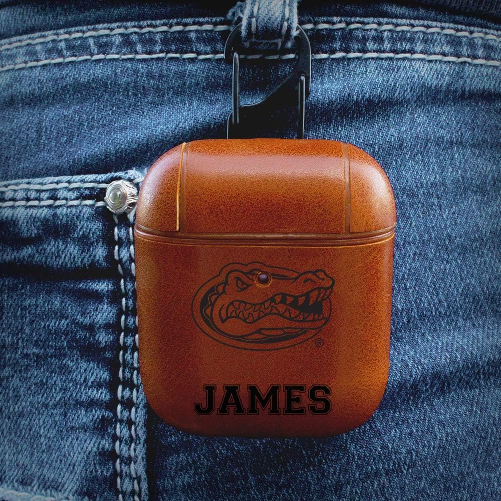 Collegiate Custom Name Case for AirPods (1st and 2nd Generation) – Personalized Design – Put Your Name or Initials on a Leatherette Case for AirPods – Florida Gators