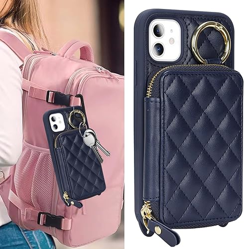 Miniatura 3 de Funda para iPhone 11 con tarjetero para mujer, para iPhone 11, funda con correa, ranuras para tarjetas de crédito, bandolera con función atril y