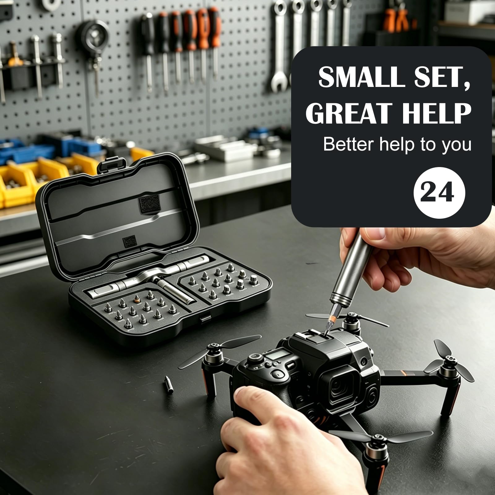 Juego de destornilladores magnéticos 24 en 1, juego de destornilladores de trinquete magnéticos, mango de trinquete desmontable, kit de herramientas versátil para PC, muebles, bicicleta