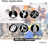 Vista 5 de amoolo Gafas de seguridad transparentes a granel de 12, gafas protectoras para hombres y mujeres, resistentes a arañazos e impactos, protección