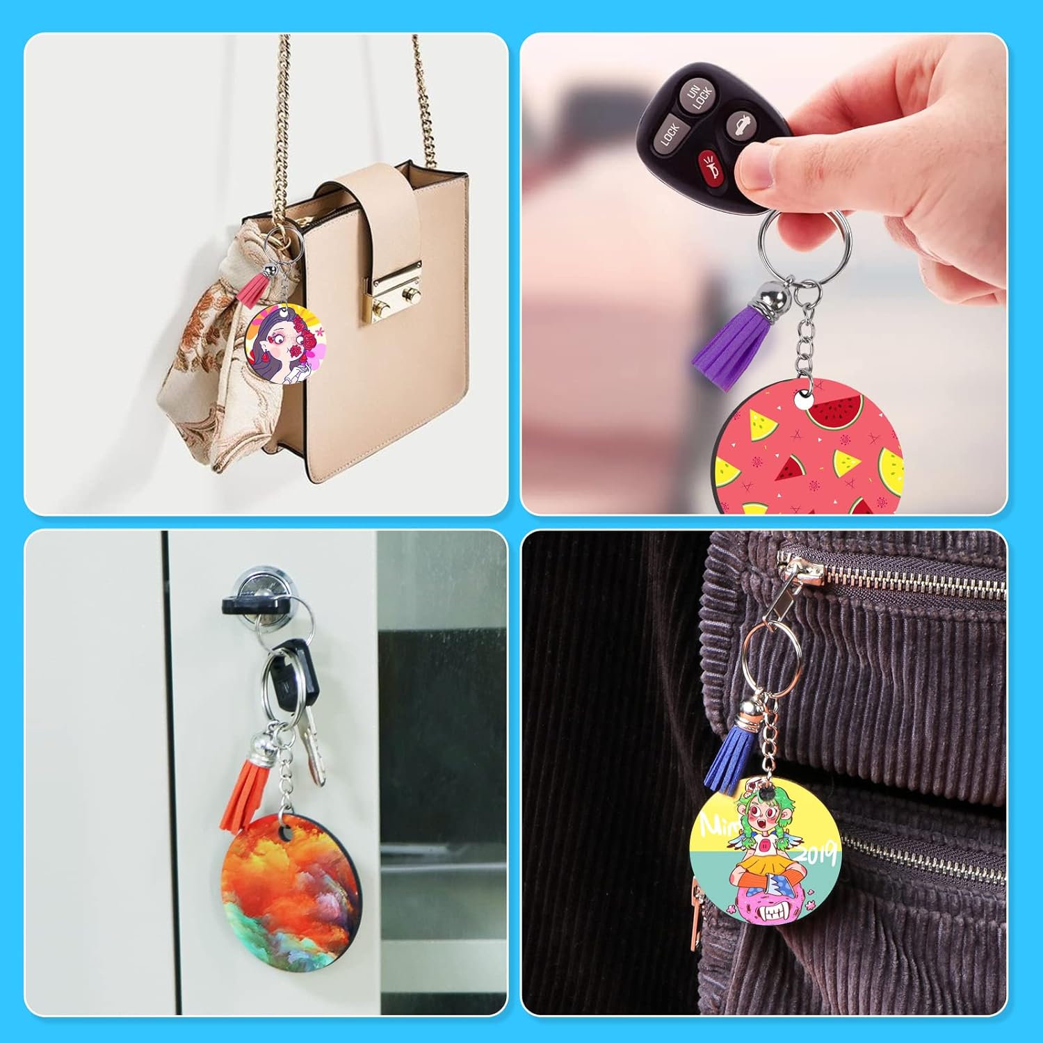 HTVRONT Sublimation Keychain Blanks - 120Pcs Round MDF Keychains with Tassels - Heat Transfer Keychains - Adult Unisex Gift (Pack of 2)