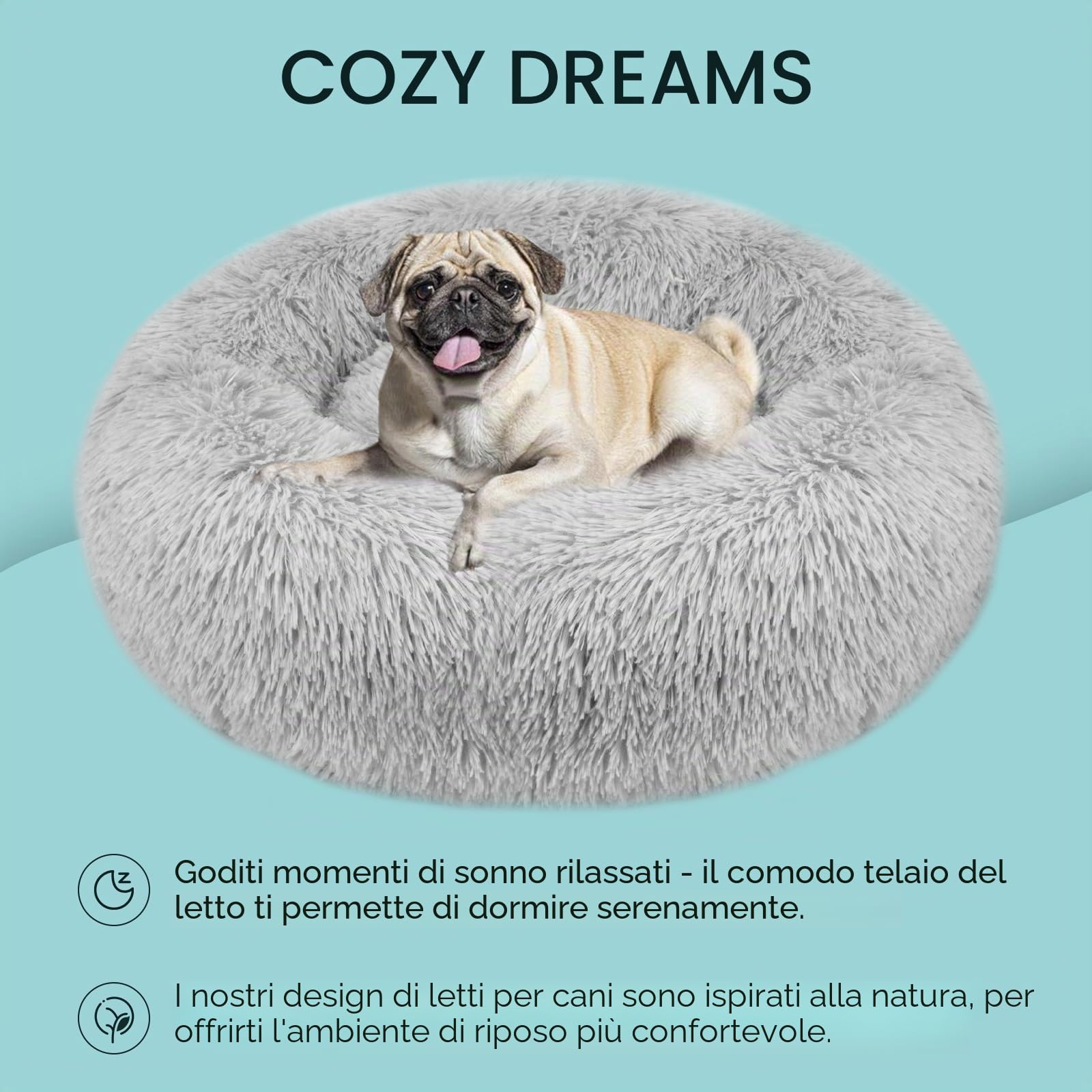OKPOW Cuccia Morbida per Cani Gatto: Pelosa Lettino Puffy per Cuccioli Nuvola - Lavabile Peluche Ciambella Cuccia Calmante per Animali Domestici