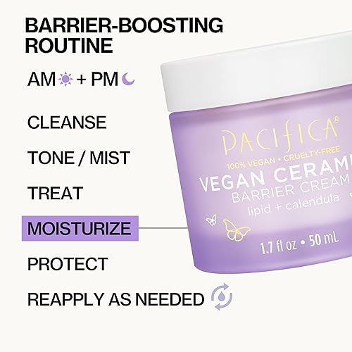 Vista 10 de Pacifica Beauty, Crema vegana para restauración de barrera de ceramida, crema hidratante diaria para reparación facial, cuidado de la piel