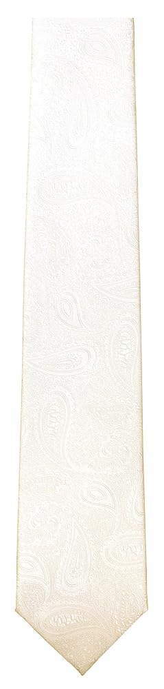 【美品】　エトロ　ネクタイ　シルク　ペイズリー柄　ジャガード織　ホワイト系 関税込 ETRO エトロ ペイズリー ジャガード シルク ネクタイ