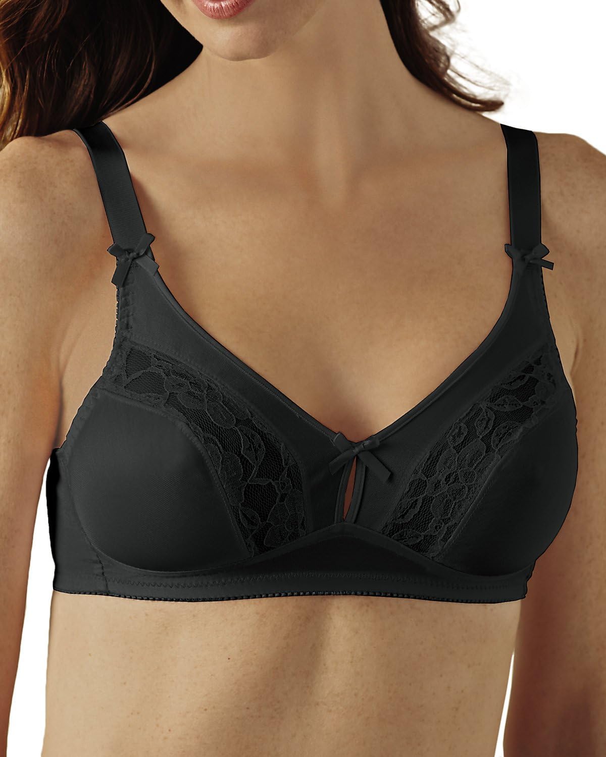 by Plusform 2-Pack Lace Keyhole Bras, Black, 44A