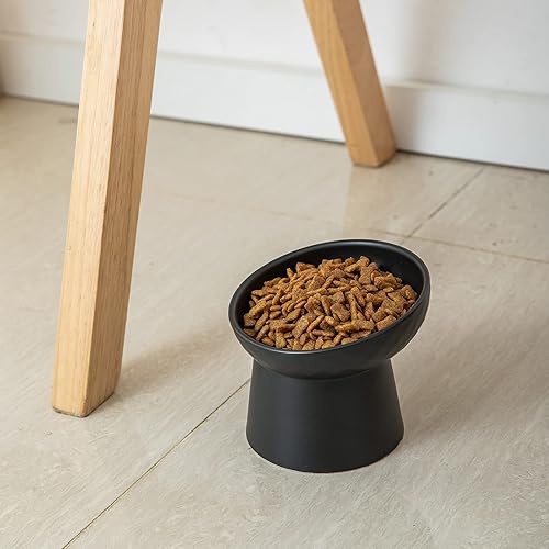 Vista 5 de Pequeños cuencos elevados de cerámica para gatos, cuencos elevados inclinados para alimentos o agua, sin estrés, prevención de reflujo, aptos