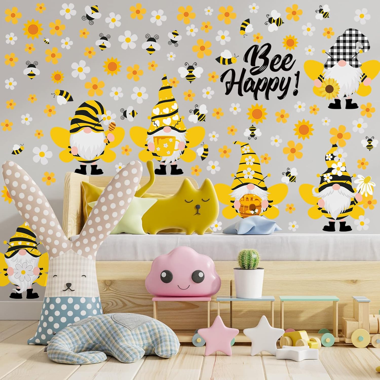 Capoda 167 Pcs Bee Gnome Wall Decals 6 Sheets Spring Window Clings Sunflower Gnome Wall Sticker for Glass Windows Spring clings Decor Static Stickers for Rewards Home Office Birthday Party Supplies