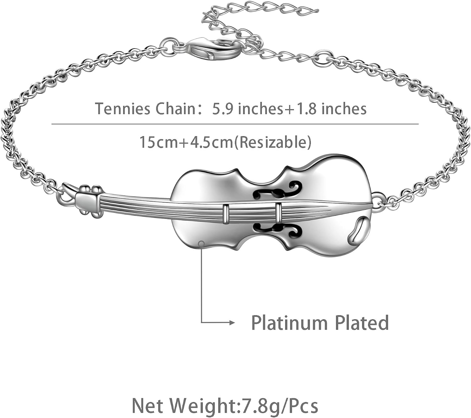 beautlace Musical Guitar Adjustable Bracelets Sliver/Black Gun Plated with Music Note Bracelets Jewelry for Music Lover Men and Women KB0030