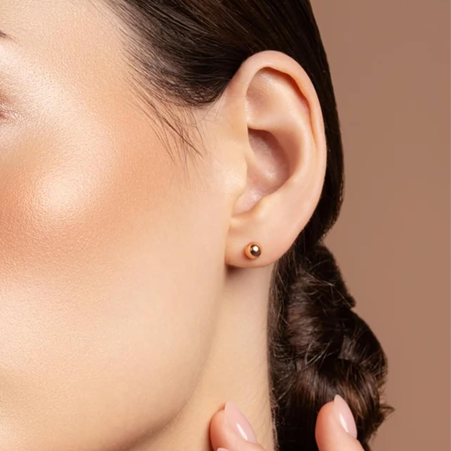 Galway Crystal Balance Round Stud Earrings for Women Elegant Irish Craft Hallmarked Sterling Silver Jewelry - Gold