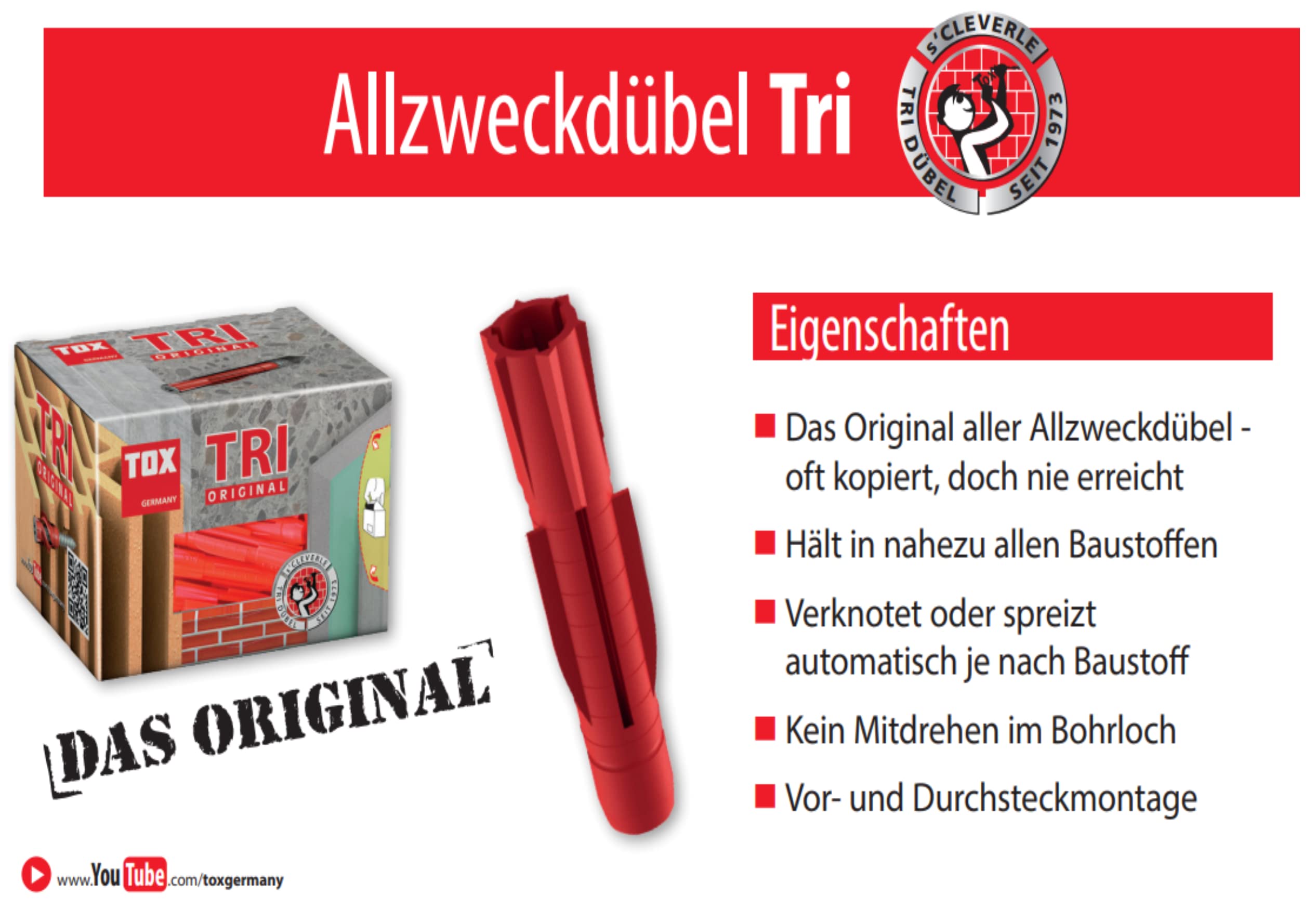 Tox TRI Allzweckdübel Sortiment Universaldübel Befestigungssortiment mit TX Schrauben (TOX TRI Sortiment 500 TEILIG - 5 6 8 10mm DÜBEL + SCHRAUBEN)