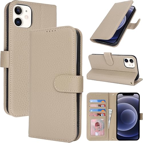 Vista 74 de Zouzt Funda para iPhone 11 de 6.1 pulgadas de piel auténtica con 4 ranuras para tarjetas, tarjetero con bloqueo RFID, tapa magnética, función atril