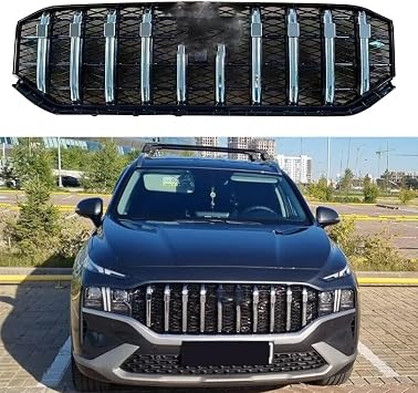 Front Upper Grille Mesh Grill Bar Vent Trim Fits for Hyundai Santa Fe 2021-2024