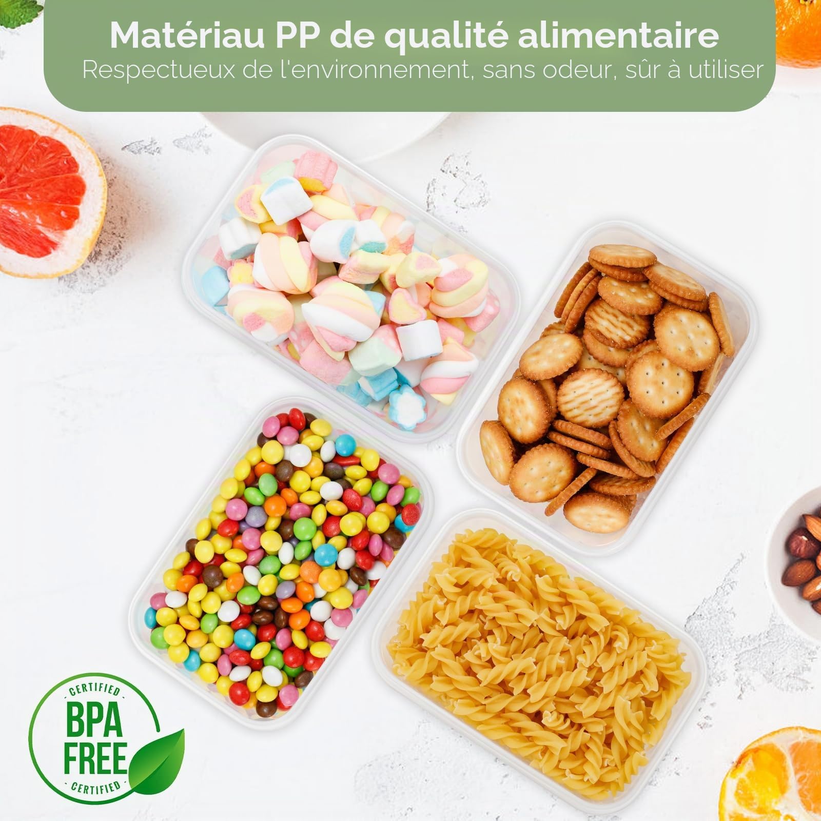 Cozary Boîtes de Rangement Alimentaire Hermétiques avec Couvercle – Lot de 16 Contenants Sans BPA pour la Conservation de Céréales, Farine et Aliments – Organizer Cuisine pour Placard et Tiroir