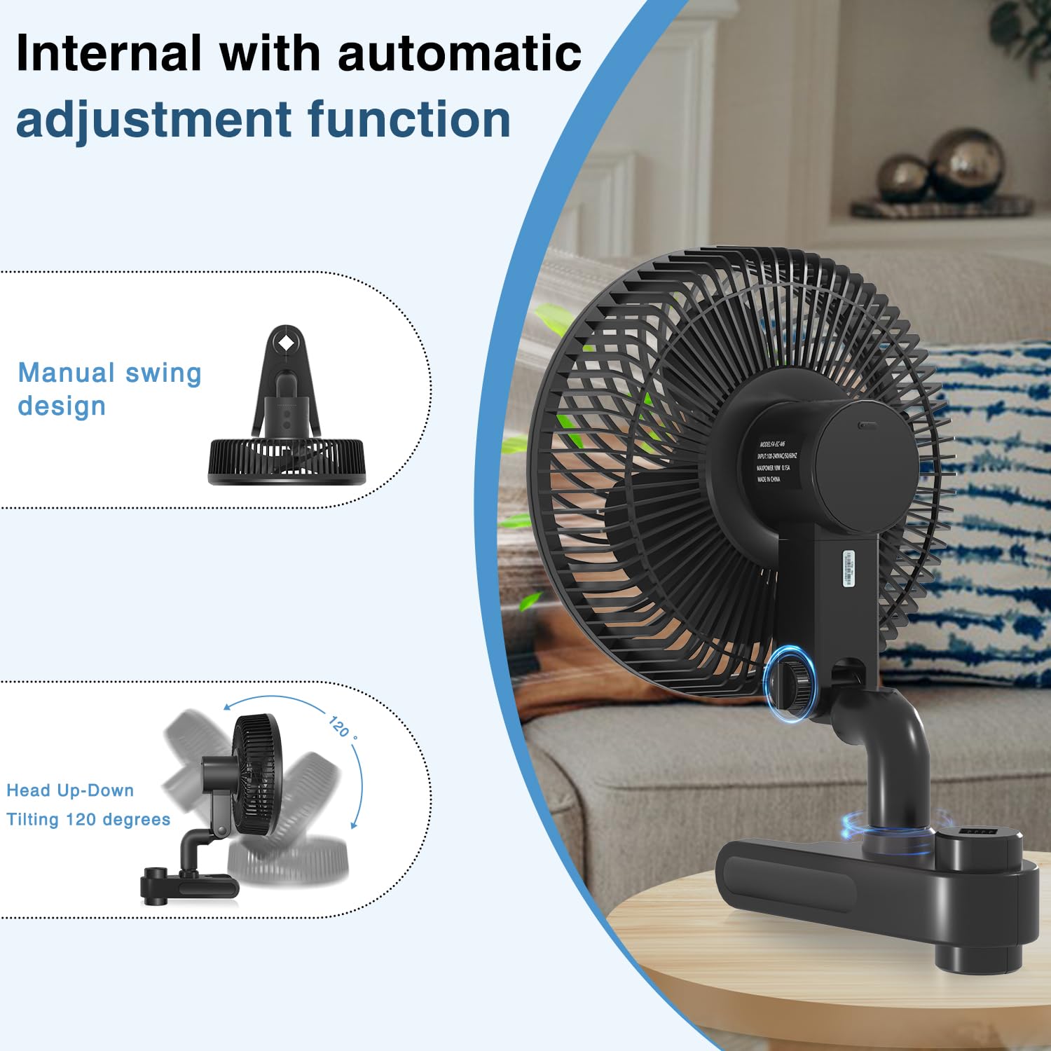 Aygrochy Ventilatore Grow da 10 W con clip, per motori EC a 10 velocità, IP-44, protezione per la crescita della ventola a clip per tenda, non oscillante (oscillante manuale)