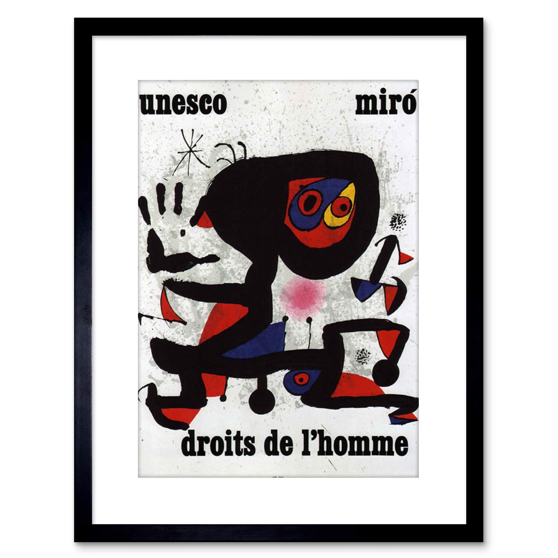 Wee Blue Coo AD CHARITY UNESCO JOAN MIRO ABSTRACT RIGHTS MAN FRAMED PRINT F97X2555