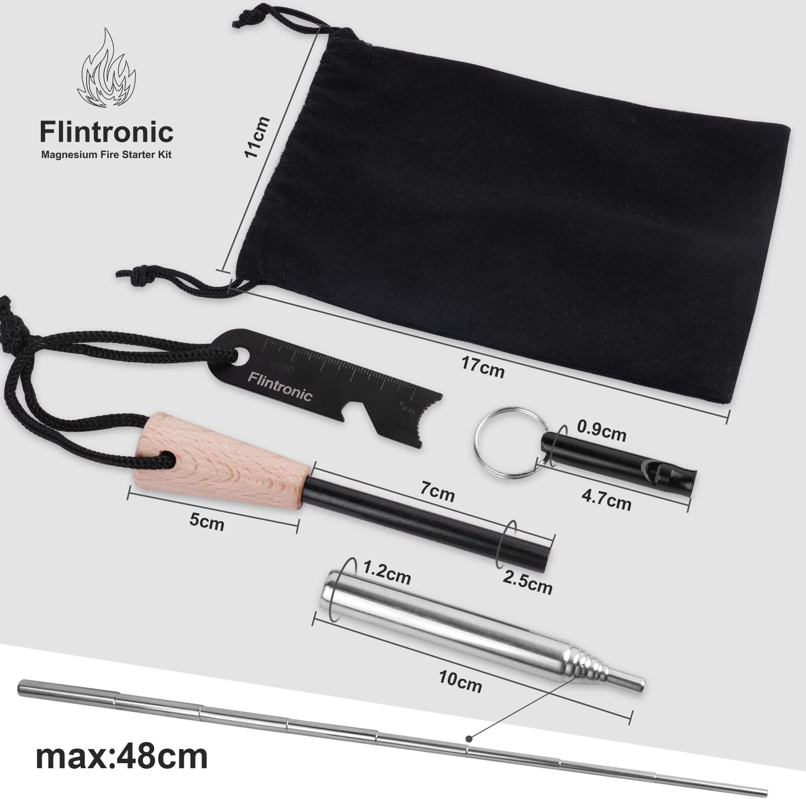Kit De Survie Avec Allume-feu En Magnésium, Sifflet Et Tube Télescopique – Pour Randonnée, Camping Et Outdoor - 5